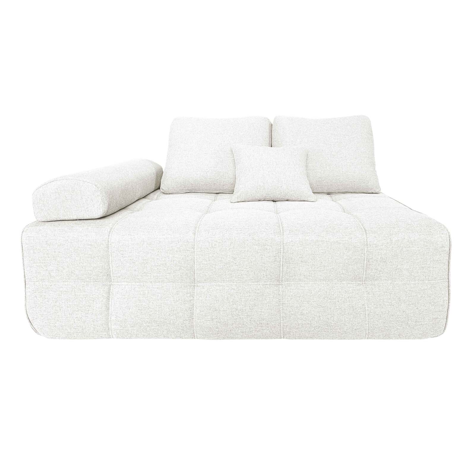 Divano 5 posti in tessuto con pouf e cuscini