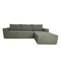 Divano angolare 4 posti in tessuto bouclé con chaise longue destra e cuscini