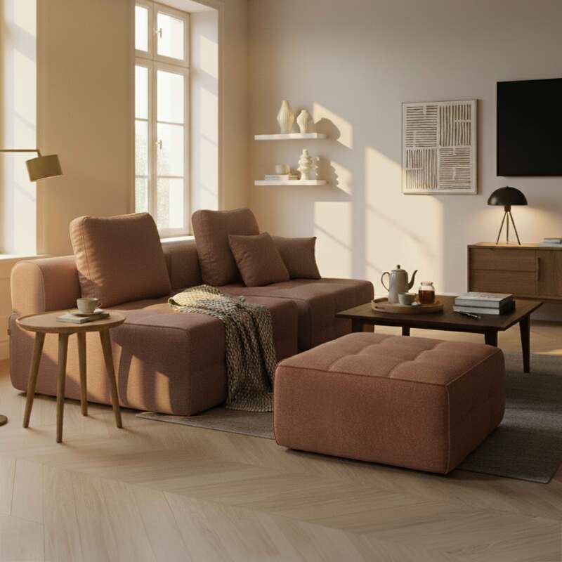 Modulo centrale 1 posto per divano in tessuto con cuscini (5/7)