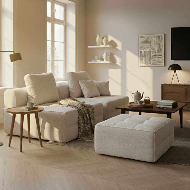 Modulo centrale 1 posto per divano in tessuto con cuscini (5/7)