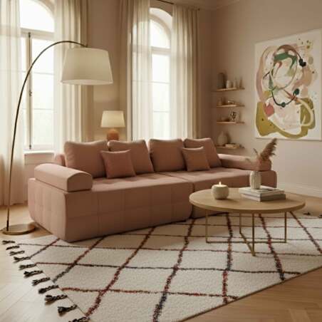 Divano 4 posti in tessuto con cuscini