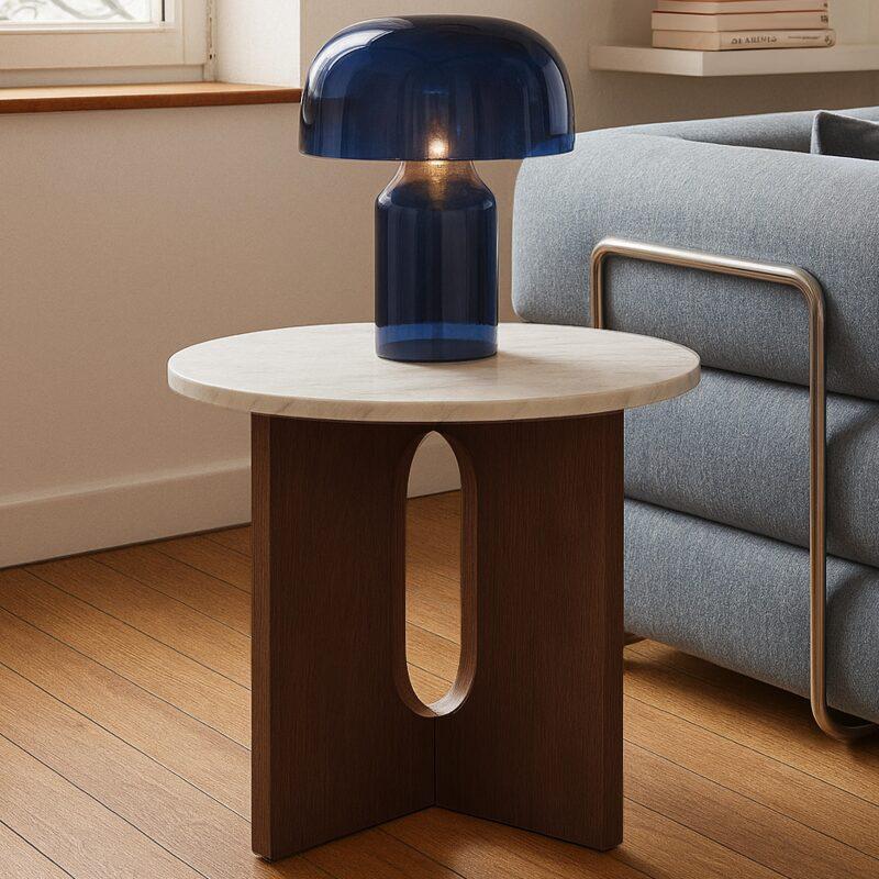 Tavolino da salotto effetto marmo rotondo  Ø50 x 40 cm