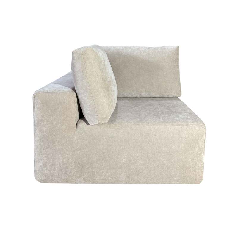 Divano angolare 5 posti in tessuto con chaise longue e cuscini