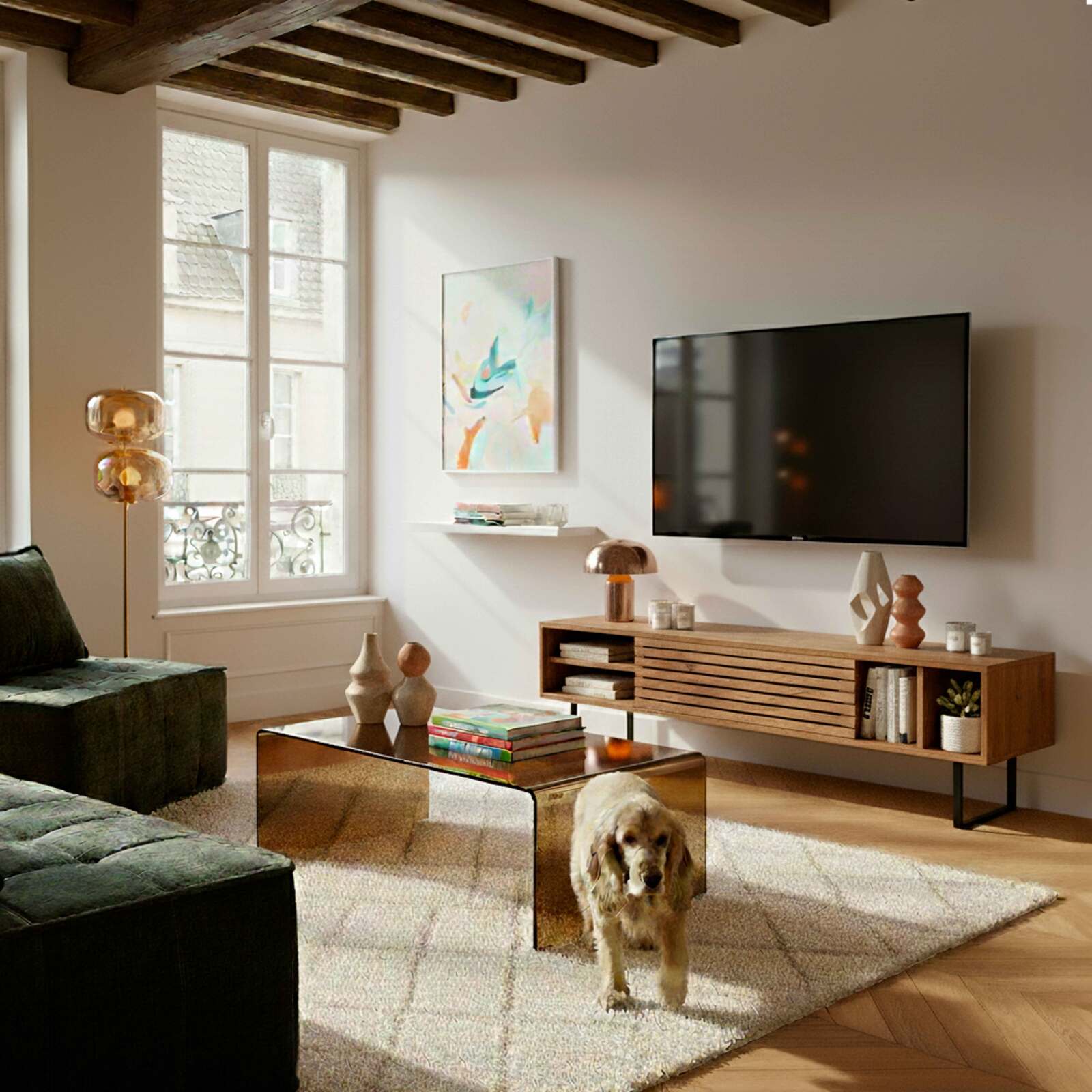 Mobile TV in effetto legno 160 cm