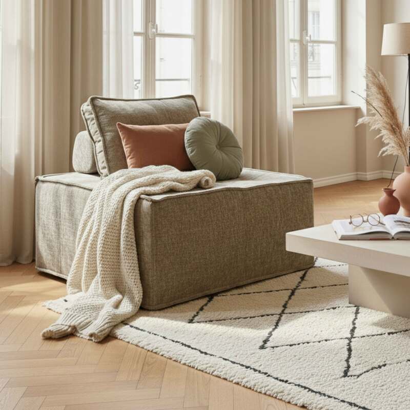 Poltrona in tessuto per divano modulare con cuscino (5/6)