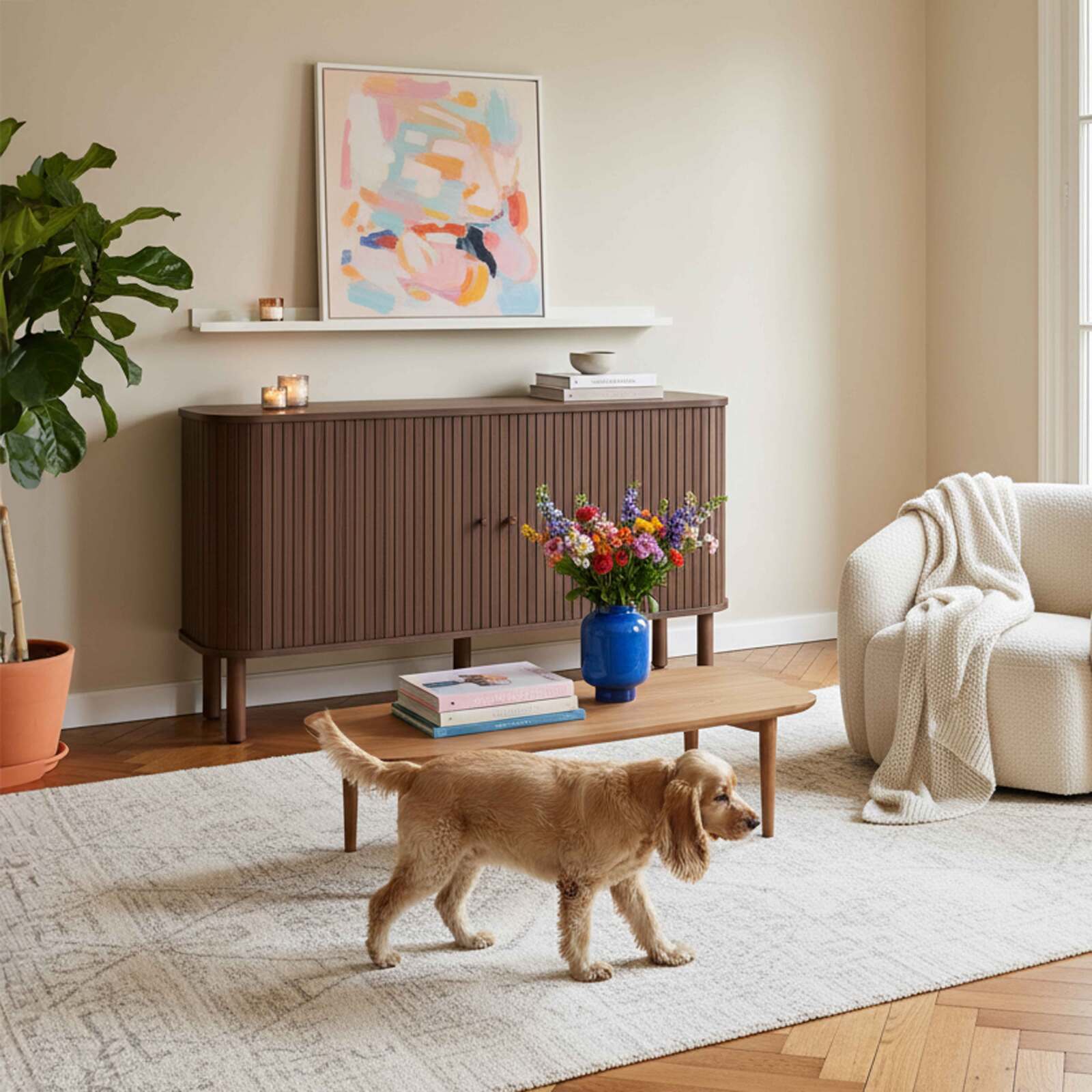 Buffet effetto legno 2 ante 140 cm stile boho