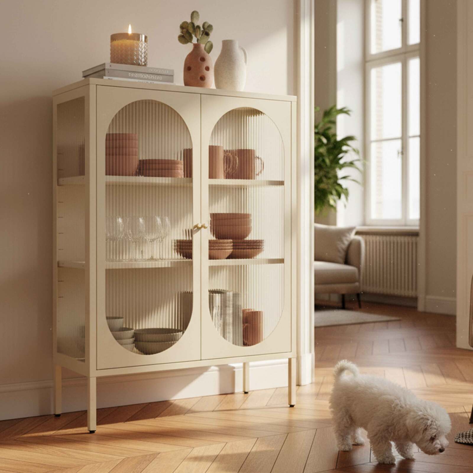 Buffet in metallo e vetro 2 ante 80 cm