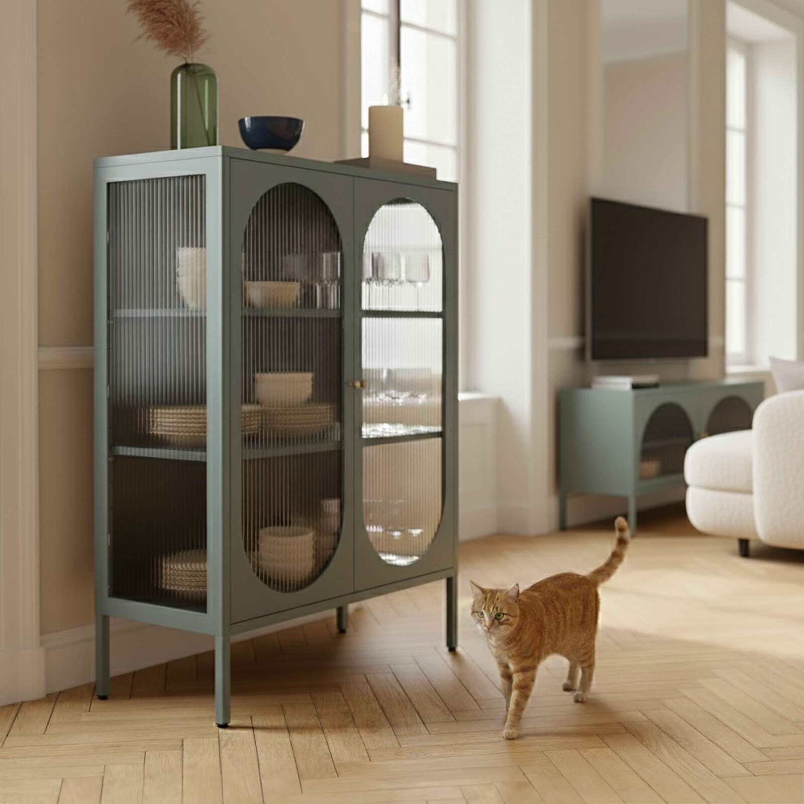 Buffet in metallo e vetro 2 ante 80 cm