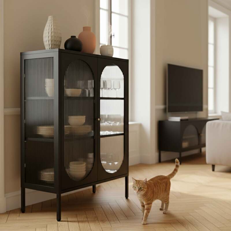 Buffet in metallo e vetro 2 ante 80 cm