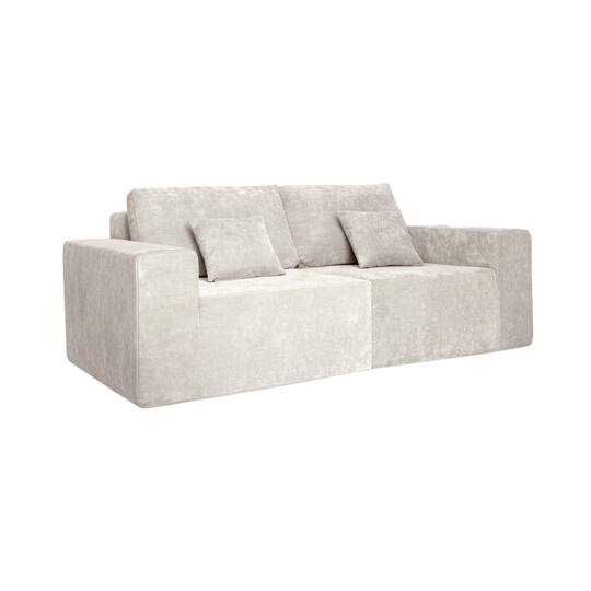 Divano modulare 2 posti in tessuto con cuscini | Oviala