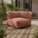 Divano modulare a righe da esterno 4 posti con 2 poltrone, 1 poltrona angolare, 1 chaise longue e 1 pouf