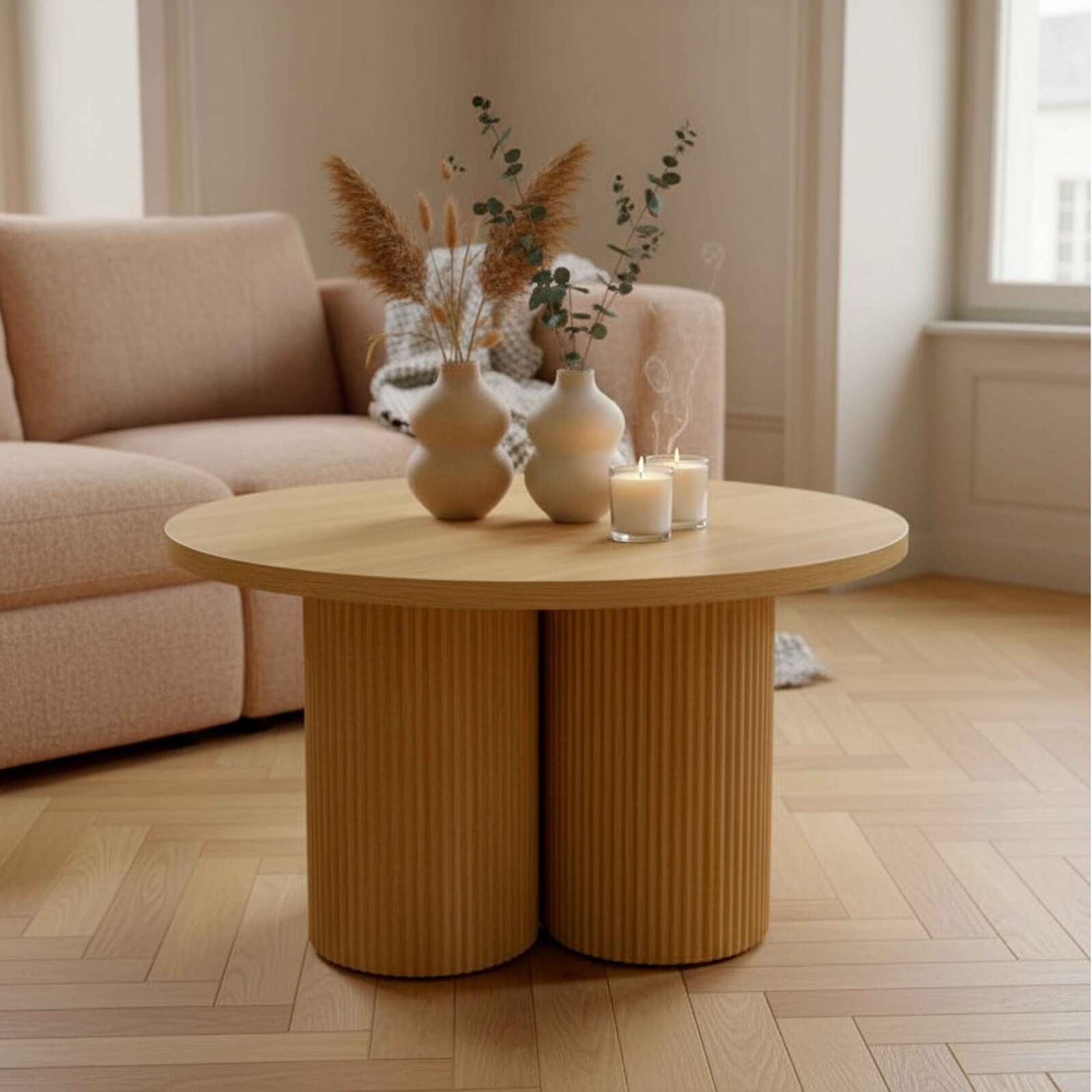 Tavolino da salotto effetto legno rotondo  Ø80 x 45 cm