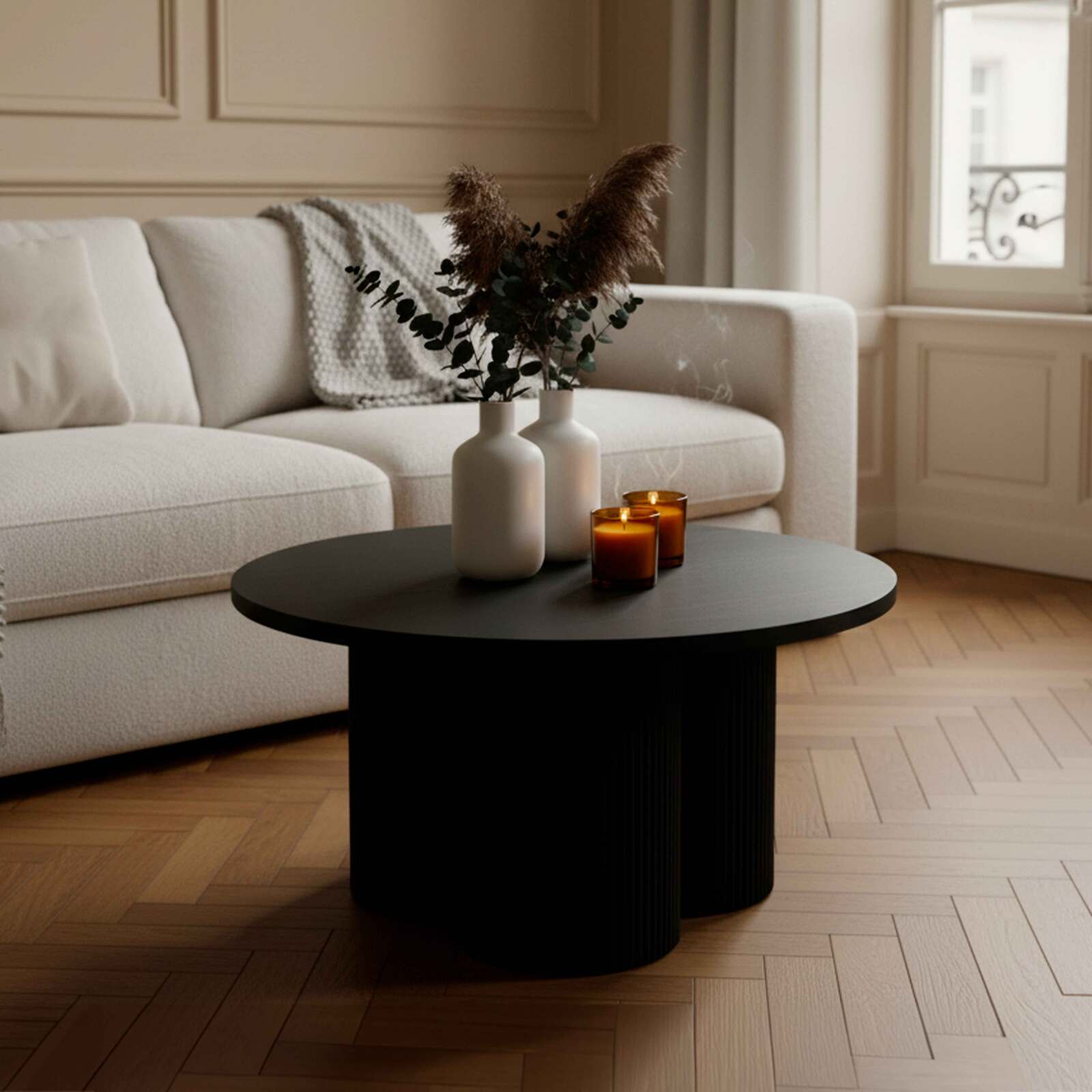 Tavolino da salotto effetto legno rotondo  Ø80 x 45 cm