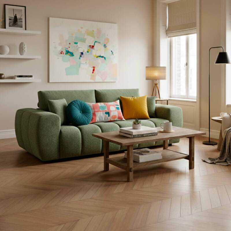 Divano 3 posti in tessutocon cuscino (8/9)