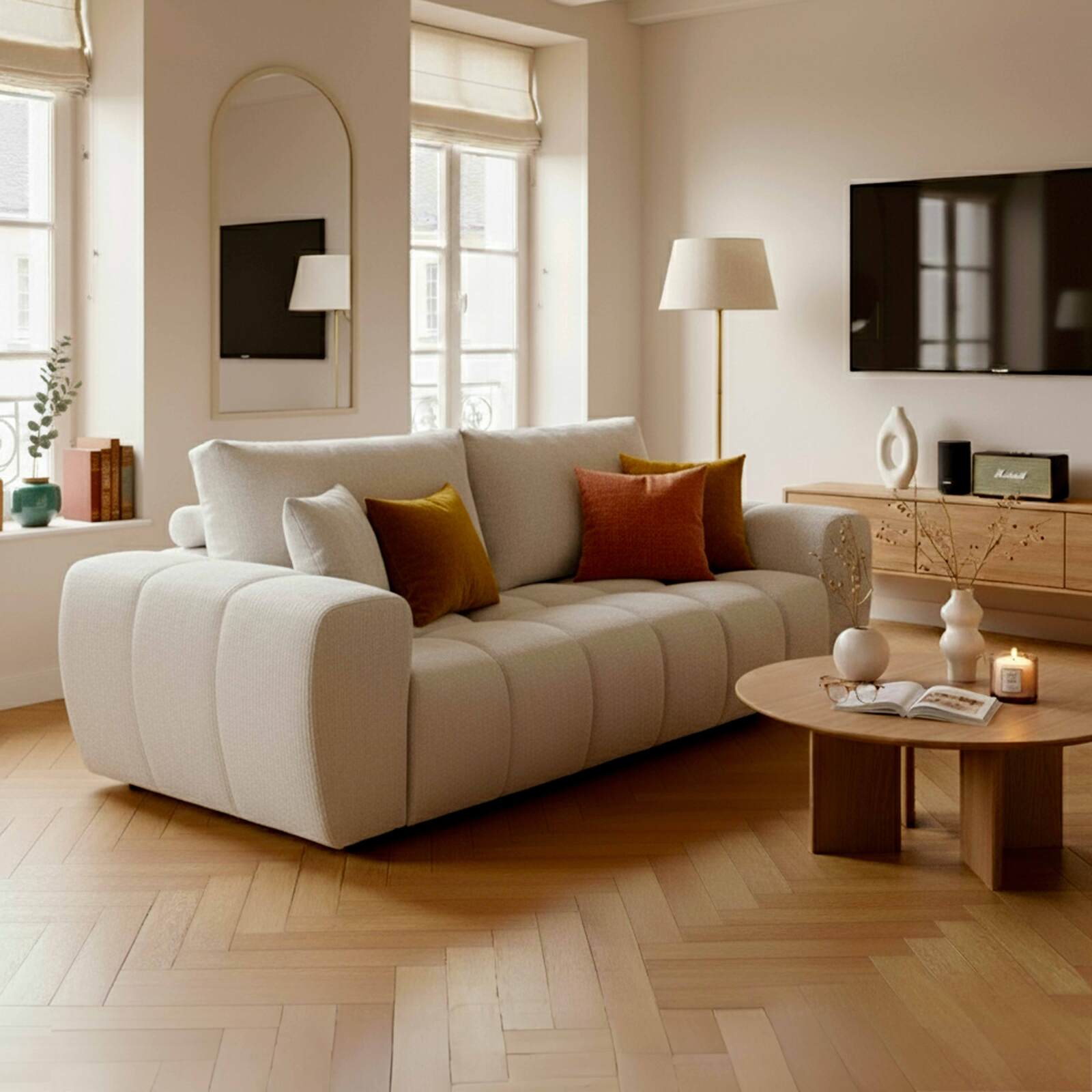 Divano 3 posti in tessutocon cuscino