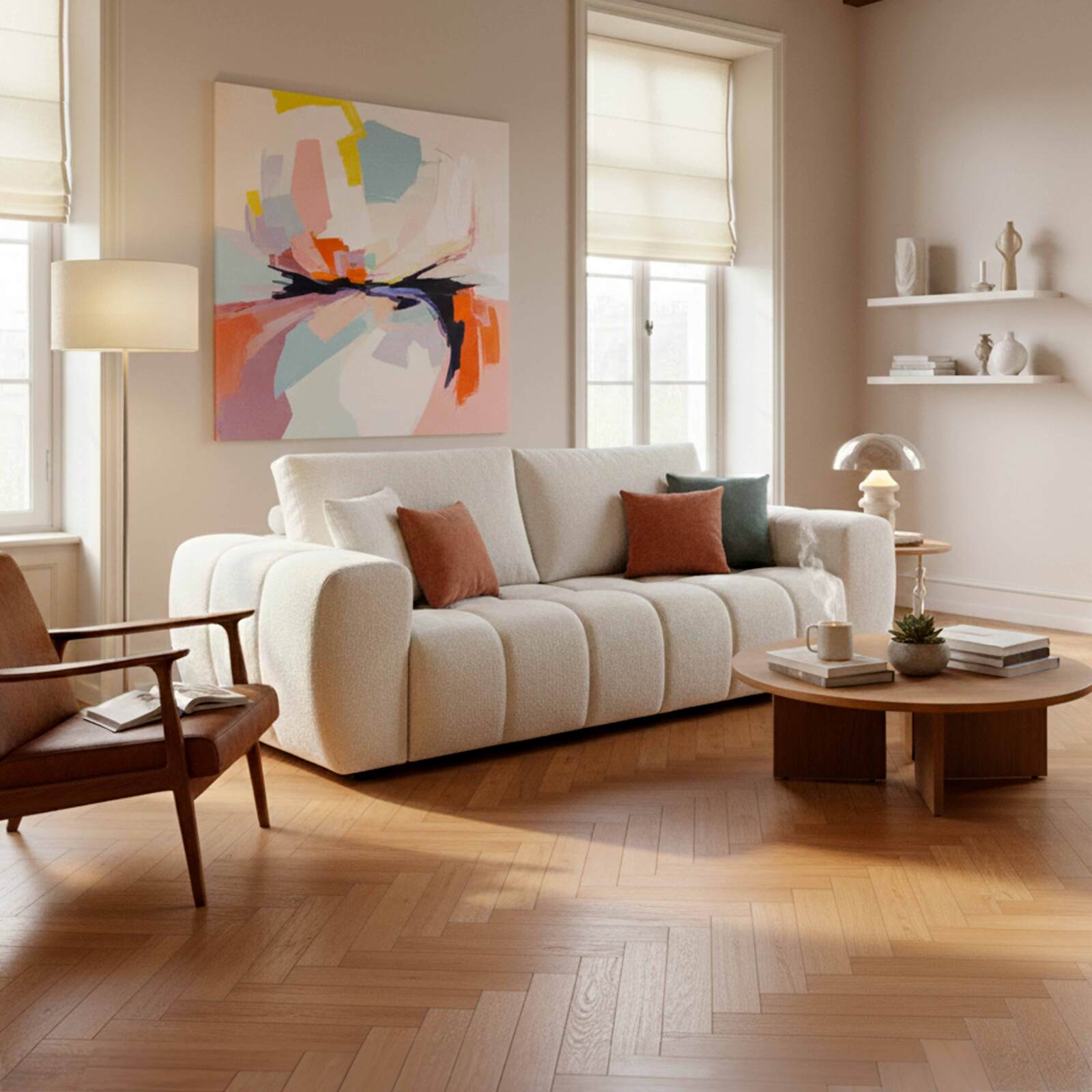 Divano 3 posti in tessutocon cuscino