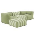 Divano modulare a righe da esterno 4 posti con 1 poltrona, 2 poltrone angolari e 1 pouf