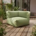 Divano modulare a righe da esterno 4 posti con 1 poltrona, 2 poltrone angolari e 1 pouf