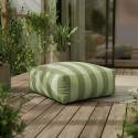 Divano modulare a righe da esterno 4 posti con 1 poltrona, 2 poltrone angolari e 1 pouf