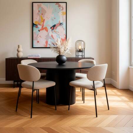 Tavolo da pranzo rotondo effetto legno per 4 persone