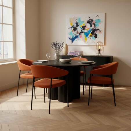 Tavolo da pranzo rotondo effetto legno per 4 persone (7/8)