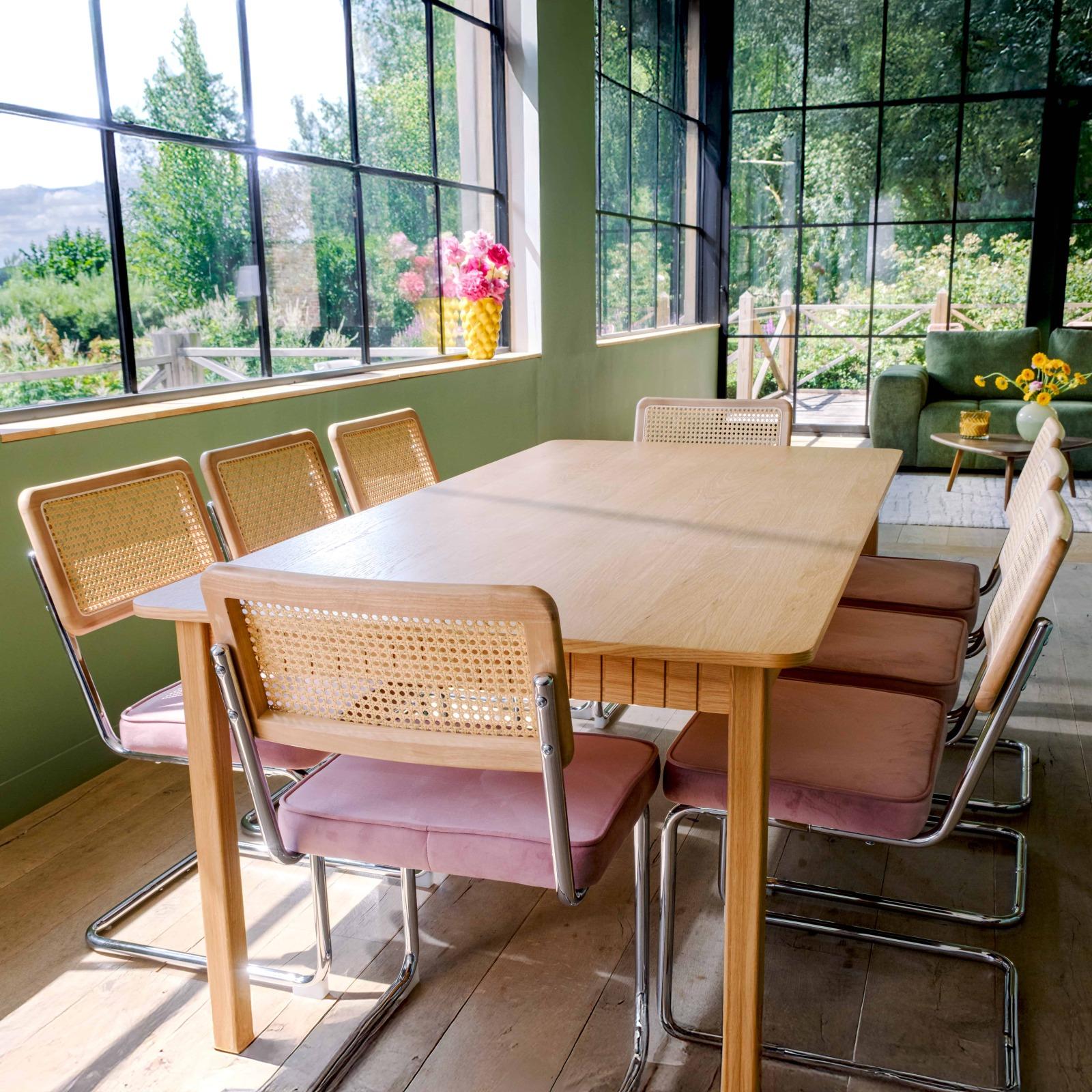 Tavolo da pranzo rettangulare effetto legno di rovere 10 persone