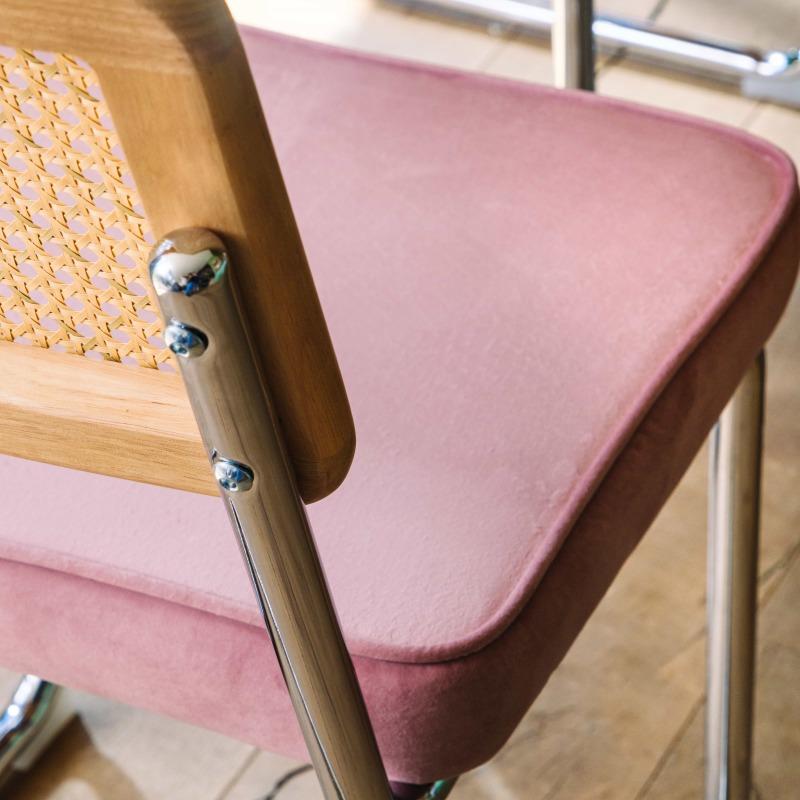 Sedie in velluto e metallo con schienale in stile intreccio - Set di 2 (3/7)