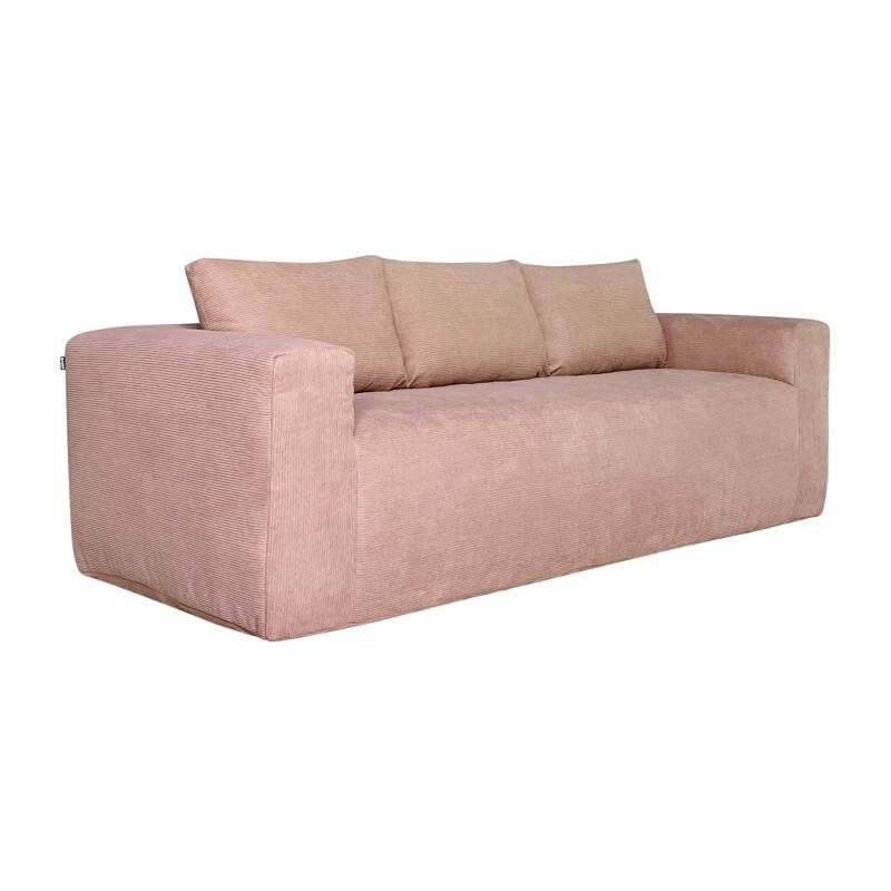 Divano 3 posti in tessuto a coste con cuscini