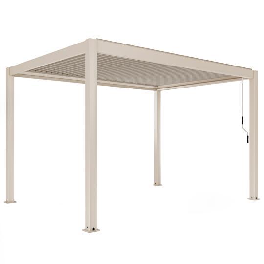 Pergola bioclimatica 4x3 m autoportante manuale in alluminio crema