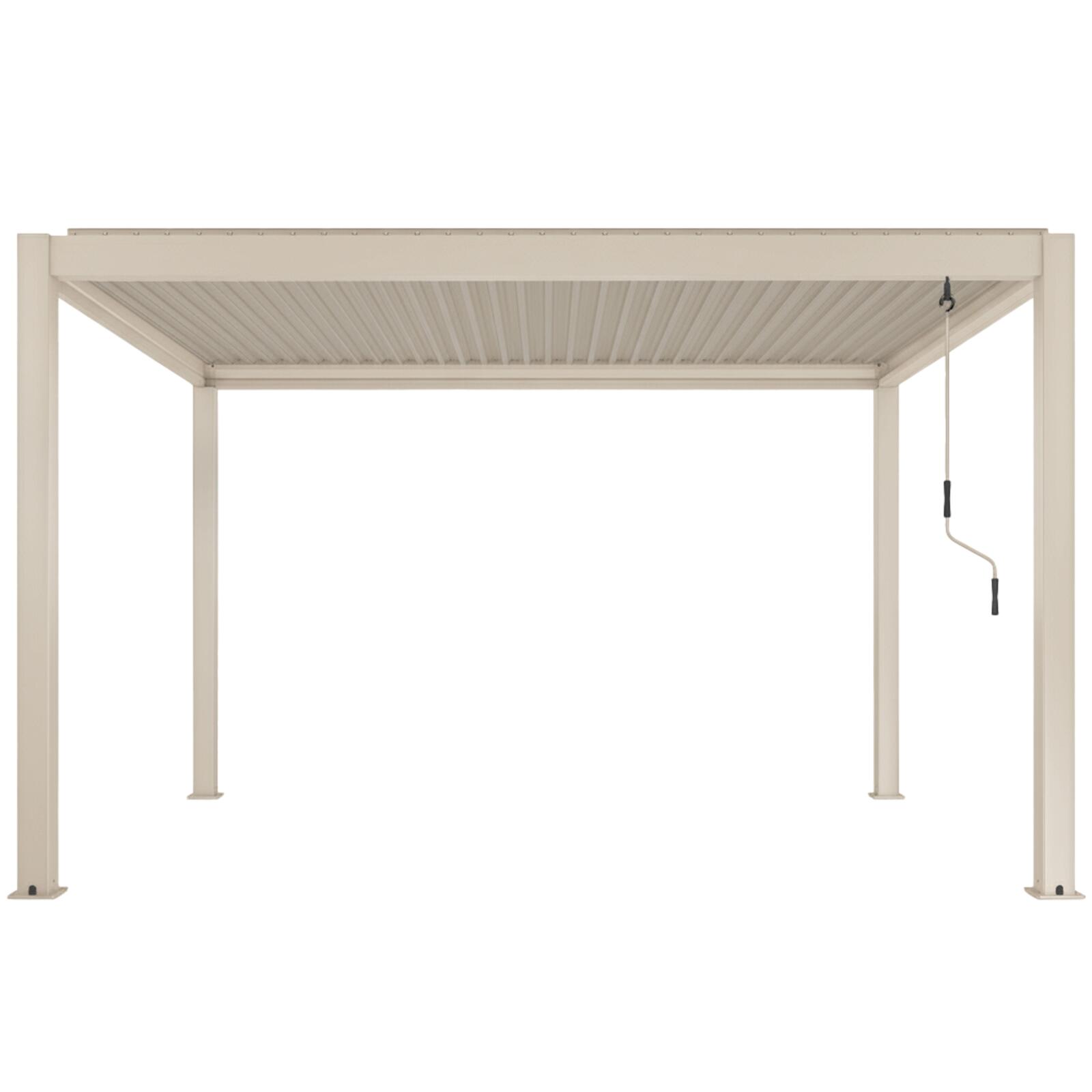 Pergola bioclimatica 4x3 m autoportante manuale in alluminio crema