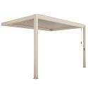 Pergola bioclimatica 4x3 m addossata manuale in alluminio crema