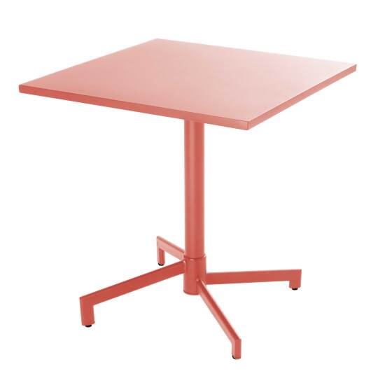 Tavolo da giardino quadrato reclinabile in metallo per 2 a 4 persone con piede ad incasso 70x70 cm | Oviala