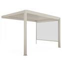 Pergola bioclimatica 4x3 m addossata manuale  in alluminio crema con tenda