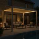 Pergola bioclimatica 4x3 m autoportante motorizzata  in alluminio crema con illuminazione a LED