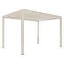 Pergola bioclimatica 4x3 m autoportante motorizzata  in alluminio crema con illuminazione a LED e con tenda