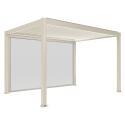Pergola bioclimatica 4x3 m autoportante motorizzata  in alluminio crema con illuminazione a LED e con tenda