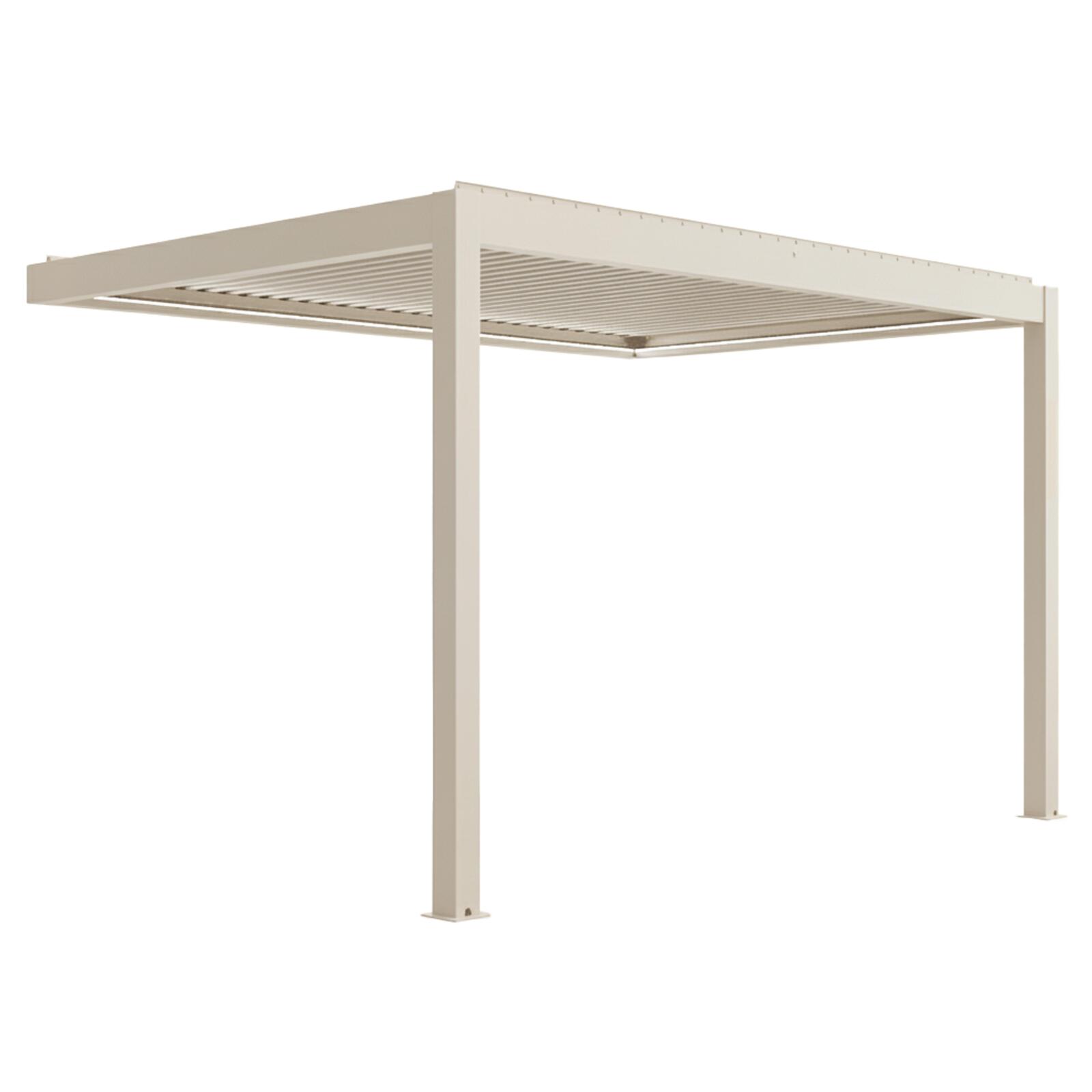 Pergola bioclimatica 4x3 m motorizzata in alluminio crema con illuminazione a LED