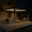 Pergola bioclimatica 4x3 m motorizzata in alluminio crema con illuminazione a LED