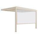 Pergola bioclimatica 4x3 m motorizzata in alluminio crema con illuminazione a LED e con tenda