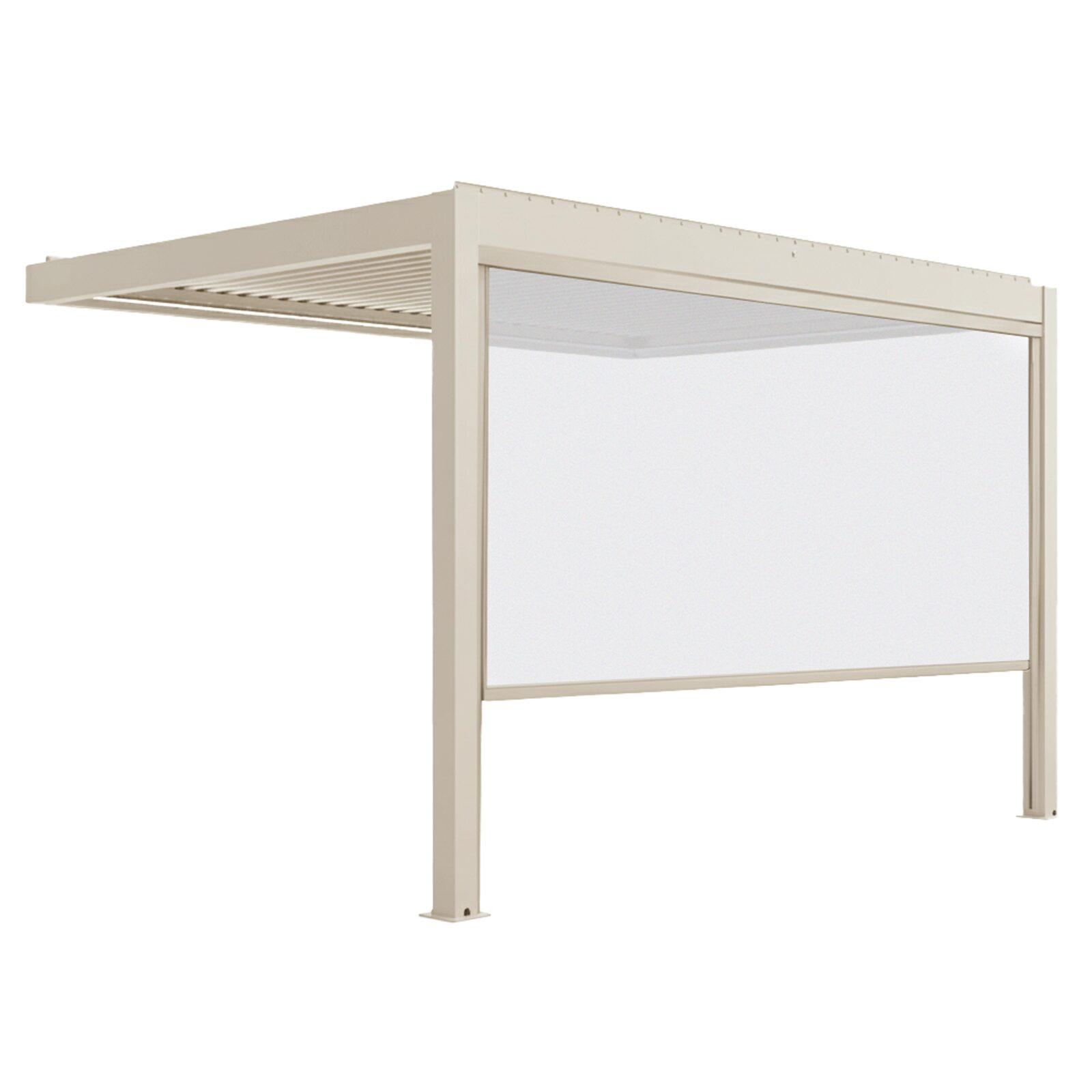 Pergola bioclimatica 4x3 m motorizzata in alluminio crema con illuminazione a LED e con tenda