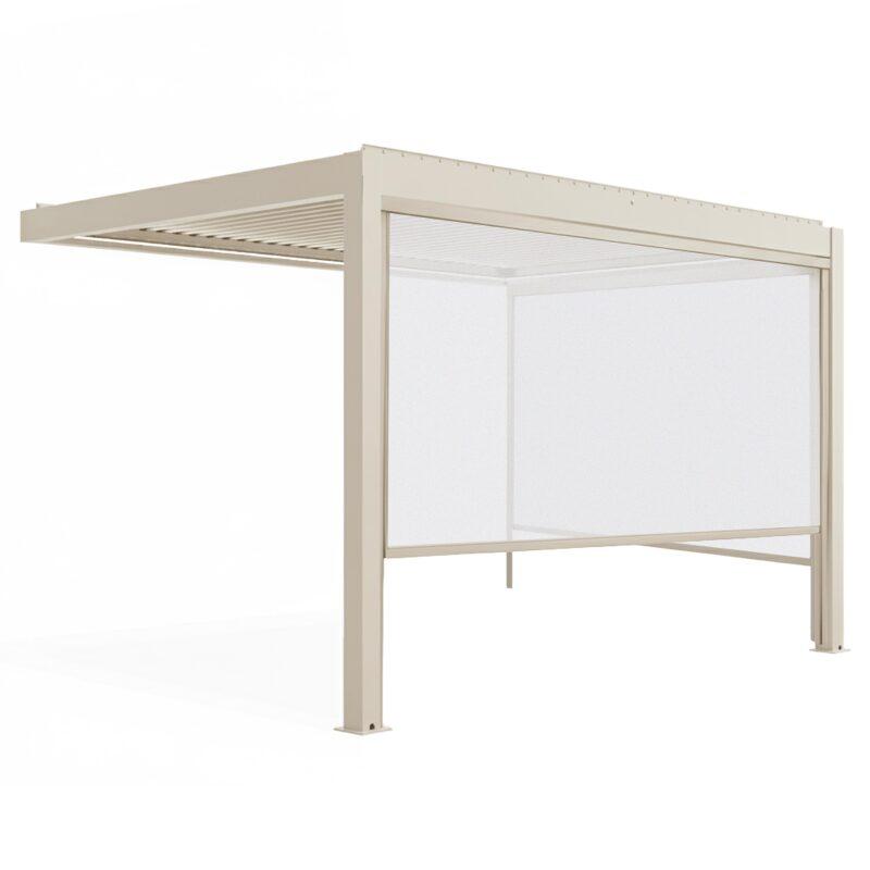 Pergola bioclimatica 4x3 m motorizzata in alluminio crema con illuminazione a LED e con tenda (2/7)