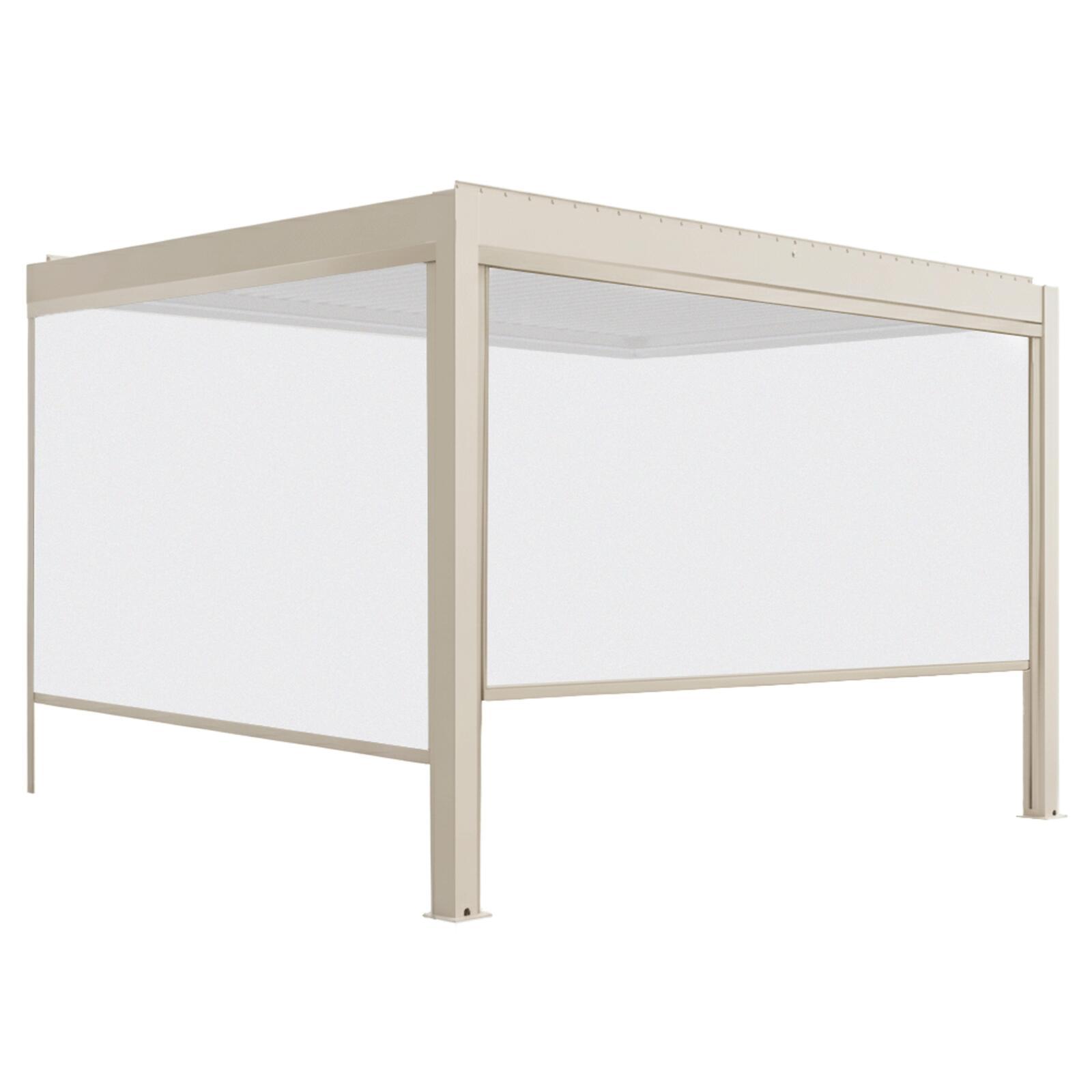 Pergola bioclimatica 4x3 m motorizzata in alluminio crema con illuminazione a LED e con tenda