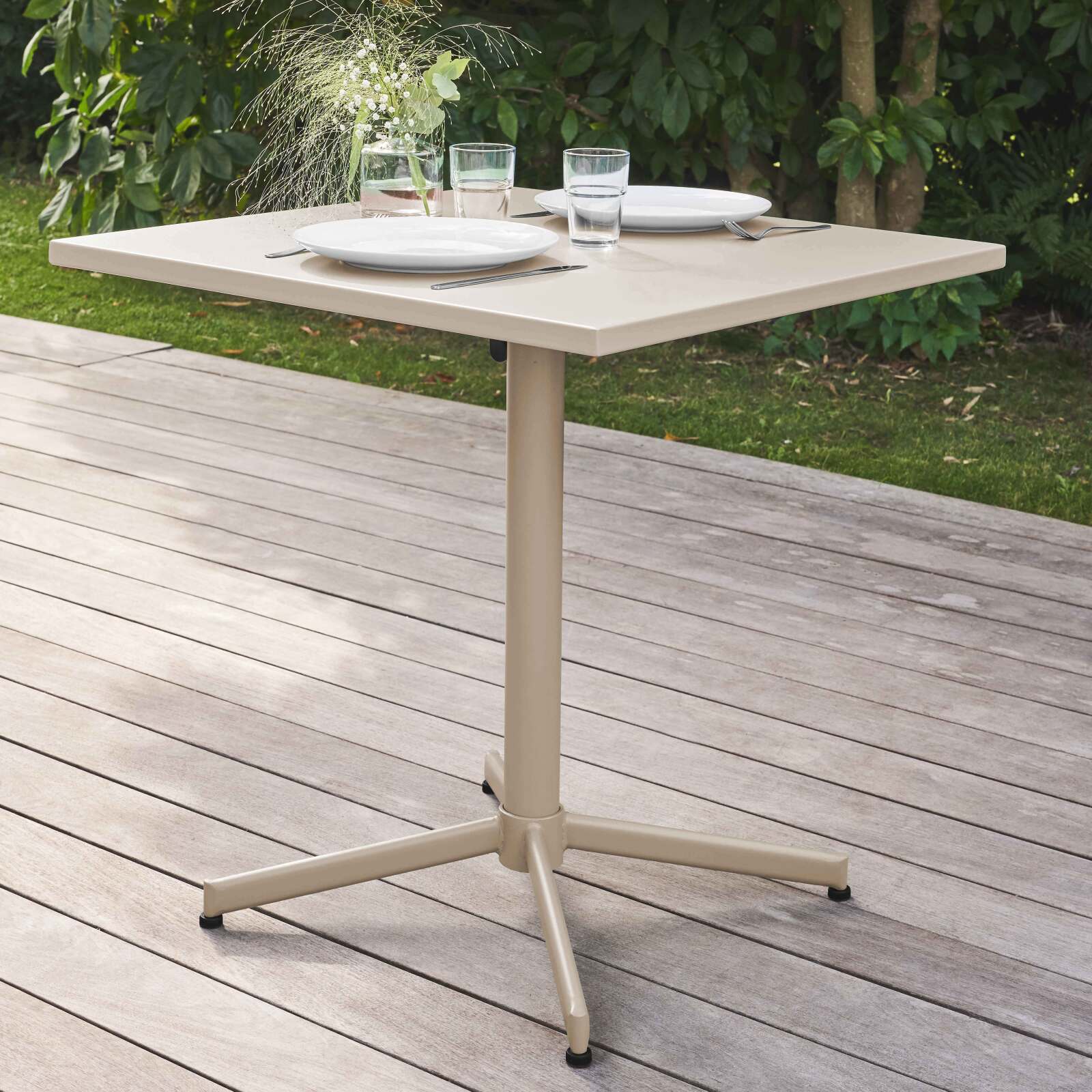 Tavolo da giardino quadrato reclinabile in metallo per 4 persone 70x70 cm