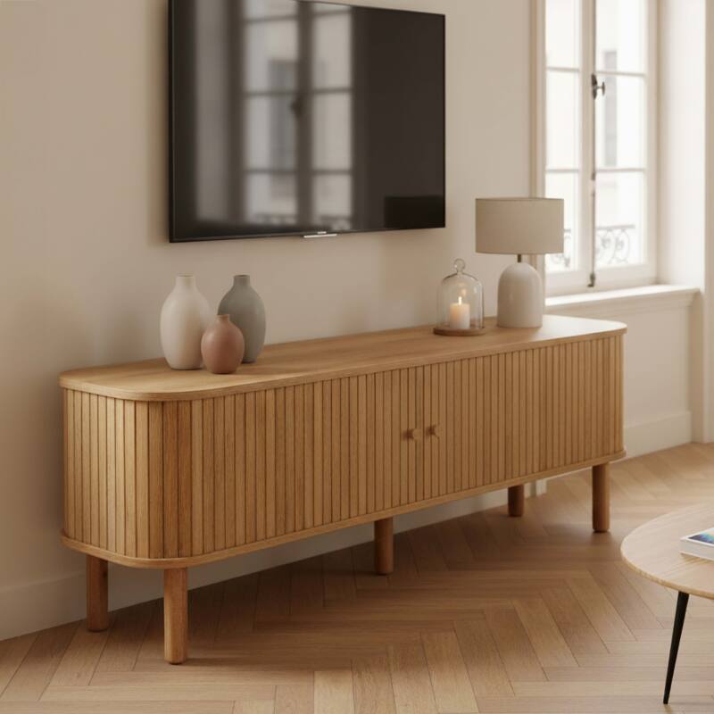 Mobile TV in effetto legno 150 cm stile scandinavo (6/7)