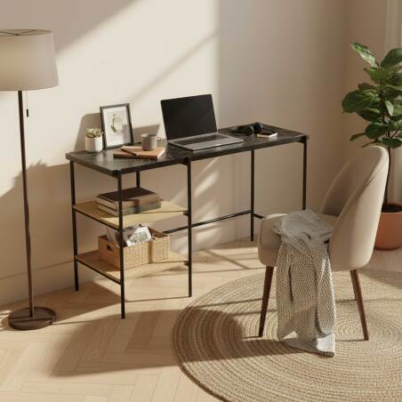 Ufficio con ripiani in marmo e legno di mango