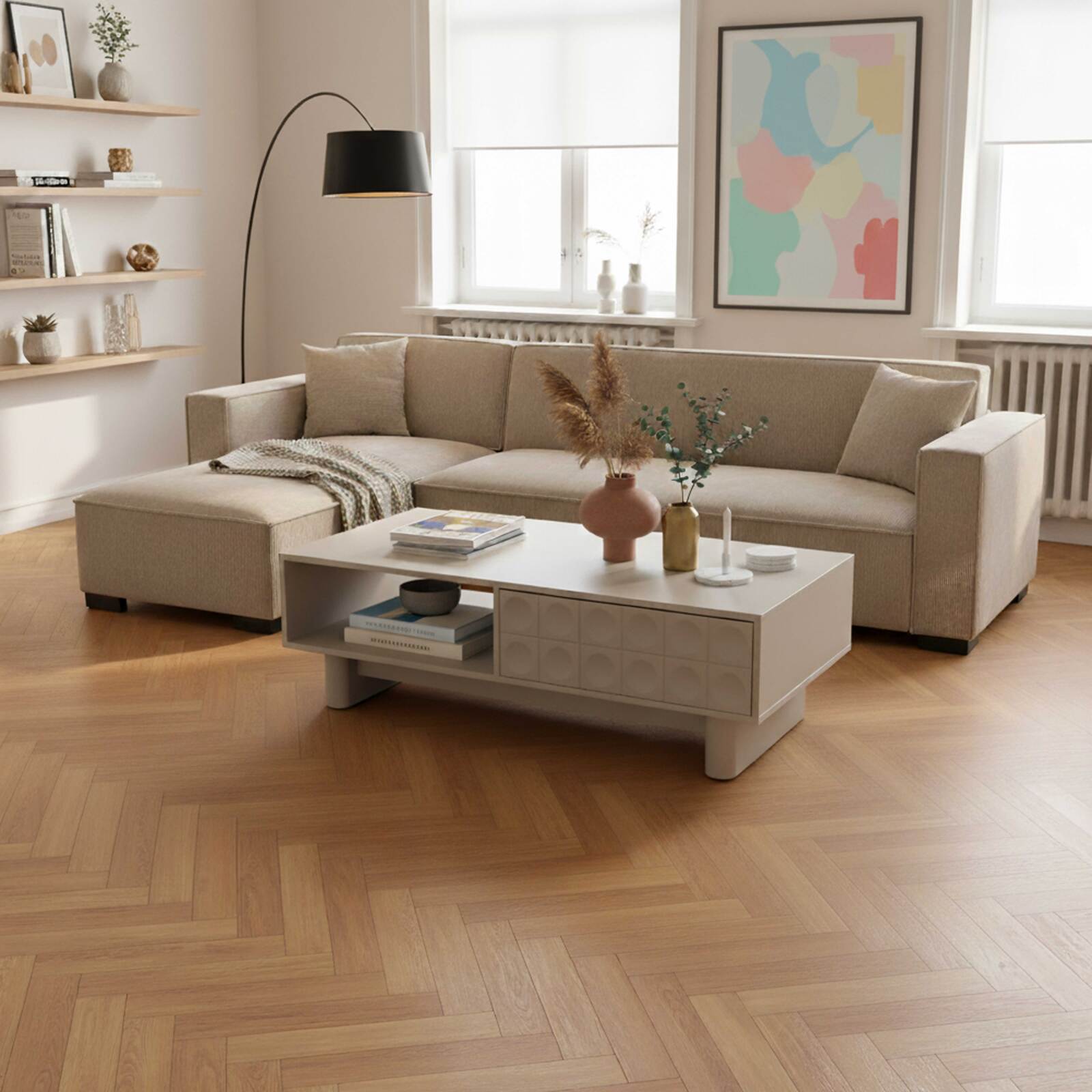 Tavolino da salotto rettangolare con cassetto 120x60 cm