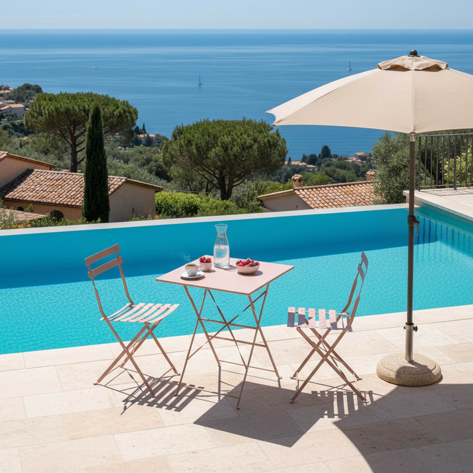 Tavolo da giardino bistrot quadrato pieghevole in metallo per 2 persone 60x60 cm