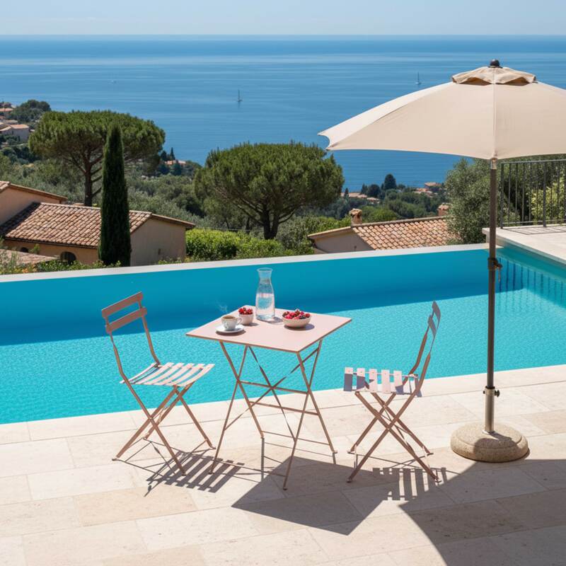 Tavolo da giardino bistrot quadrato pieghevole in metallo per 2 persone 60x60 cm (4/5)