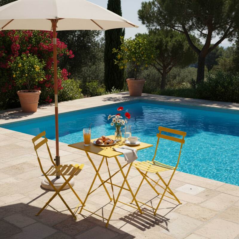 Tavolo da giardino bistrot quadrato pieghevole in metallo per 2 persone 60x60 cm (4/5)