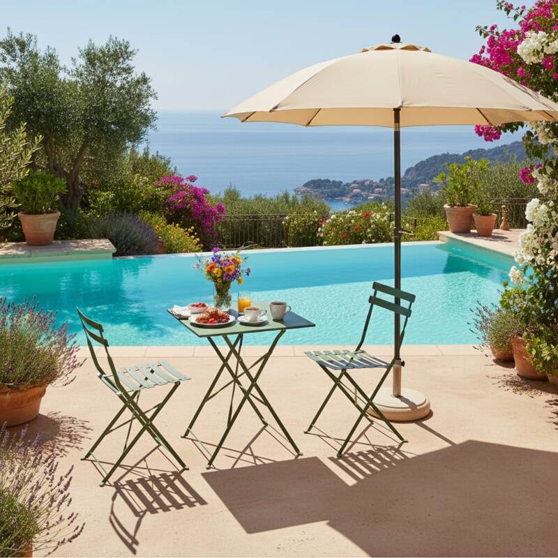 Sedie da giardino bistrot in metallo pieghevoli - Set di 2 (4/5)